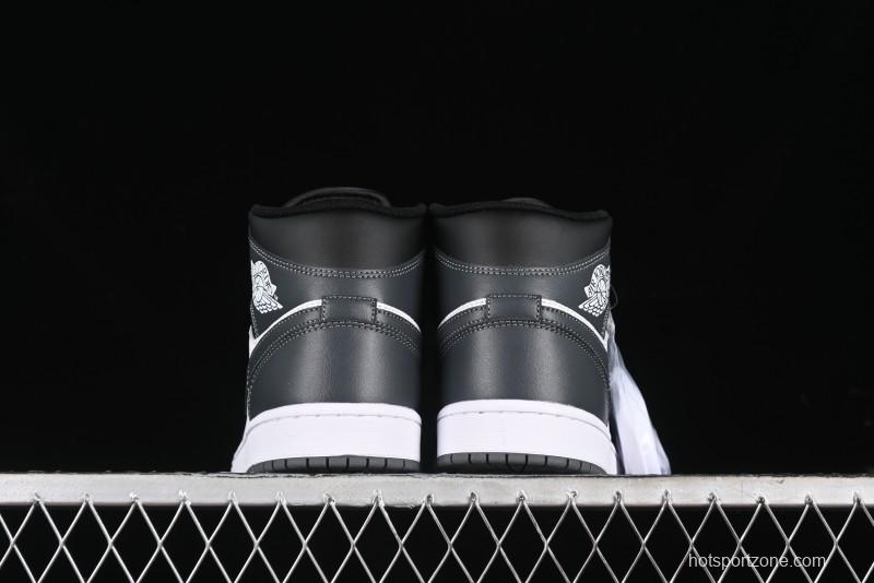 Nike Air Jordan 1 Mid AJ1 White Black Grey Mid-Top Casual Sneakers - DQ8426-001