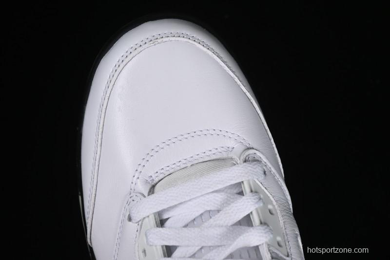 Nike Air Jordan 5 Retro Basketball Shoes in White/Silver/Black - DD0587-110