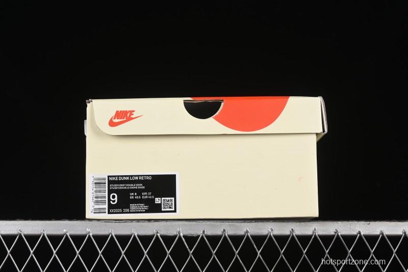 Nike SB Dunk Low Stussy Collaboration - White Grey Double Swoosh Anniversary High-End Custom Low-Top Casual Sneakers - XX2025-206