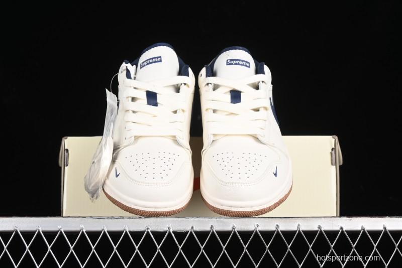 Nike Air Jordan 1 Low Supreme Collaboration Retro Basketball Shoes - WG8850-011