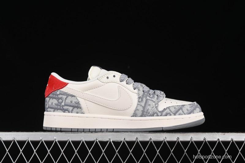 Nike Travis Scott x Fragment Design x Air Jordan 1 Low OG SP AJ1 Low Top Casual Sneakers - XY2688-113