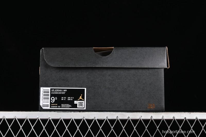 Nike Air Jordan 1 Mid AJ1 White Black Green Culture Casual Sneakers - DQ8426-103