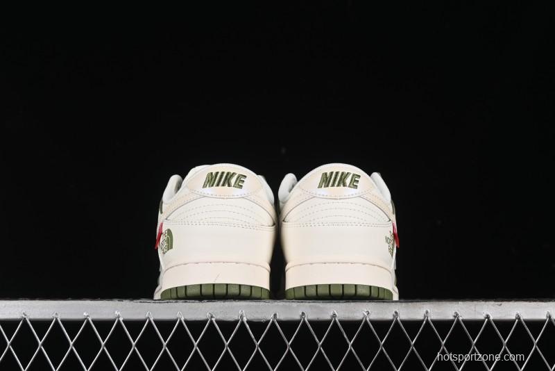 Nike SB Dunk Low Supreme The North Face Collaboration - Beige Green Reflective Swoosh Anniversary Custom Edition Low-Top Casual Skate Shoes - XX2025-638