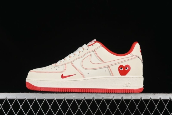 Nike Air Force 1 '07 Low Comme des Garcons Collaboration - Off-White Red Line Low-Top Casual Sneakers - KK3333-001