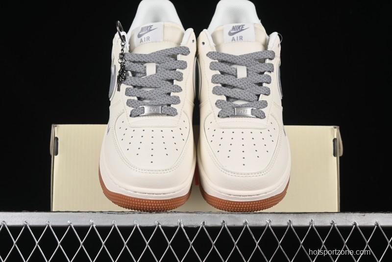 Nike Air Force 1 '07 Low Stussy Collaboration - Light Bone Gum Sole Casual Sneakers - XZ5688-003