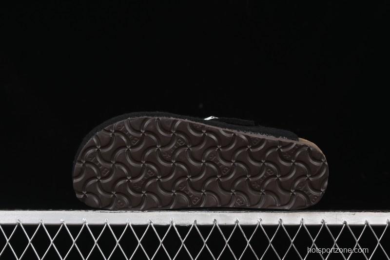 Birkenstock Half Open Toe Sandals with Smokeless Coal Wool Upper - G.D4