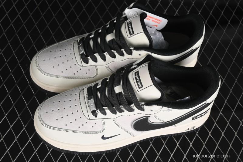 Nike Air Force 1 '07 Low Supreme Collaboration - Beige Grey Pigskin Low-Top Casual Sneakers - XZ6188-018