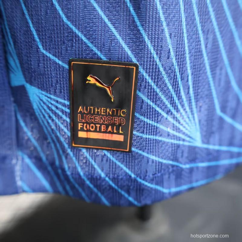 Player Version 25/26 RB Bragantino Blue with Geometric Pattern and Red Bull Logo Jersey