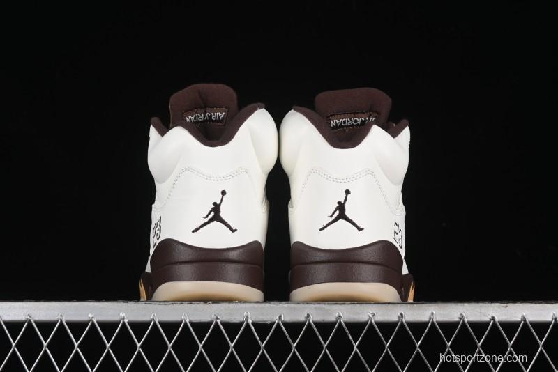 Nike Air Jordan 5 Retro Basketball Shoes in White/Tan - DD9336-200