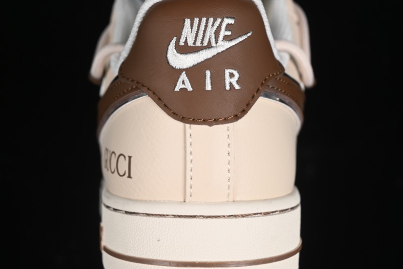 Nike Air Force 1 '07 Low Gucci Collaboration - Brown Coffee Drawstring Low-Top Casual Sneakers - SJ1198-400