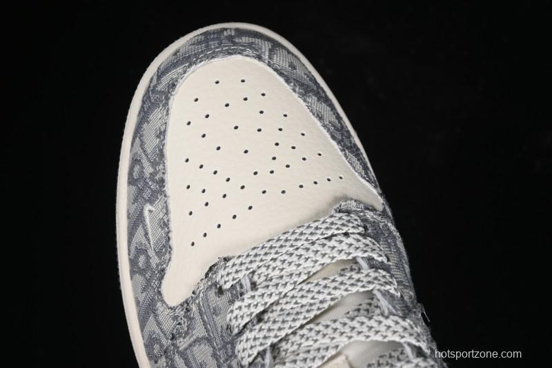 Nike Air Jordan 1 Low AJ1 Dior Collaboration - Grey Blue Red Label Retro Basketball Shoes - SJ9950-037