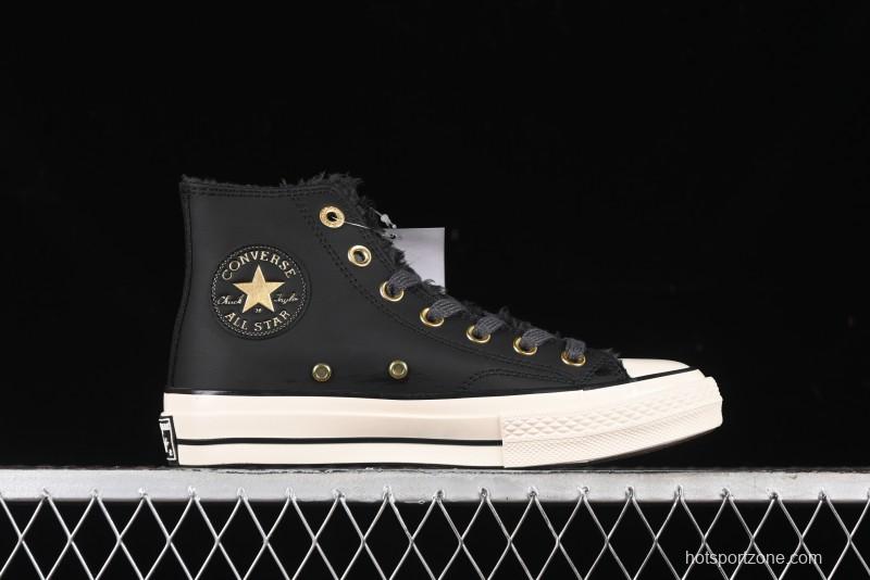 Converse Chuck 1970s Winter Waterproof Leather High-Top Sneakers with Gold Eyelets and Fleece Lining - A12444C
