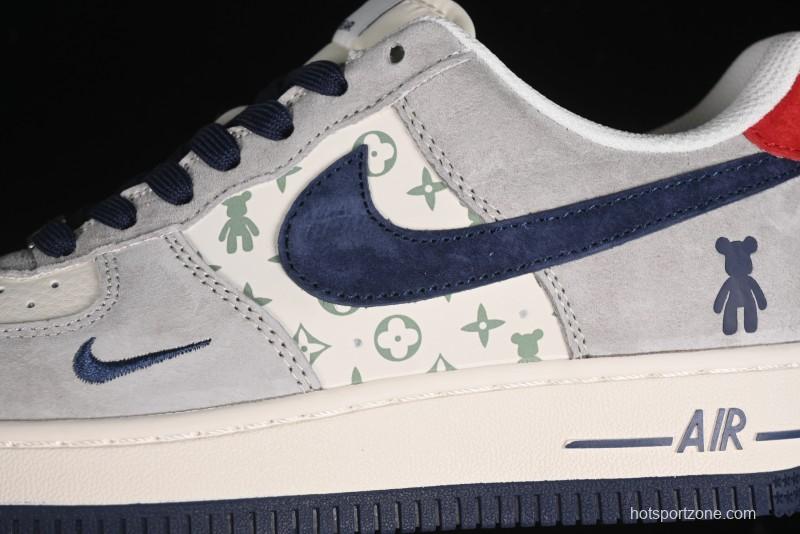 Nike Air Force 1 '07 Low Violent Bear Collaboration - Grey Blue Print Low-Top Casual Sneakers - SJ9188-001