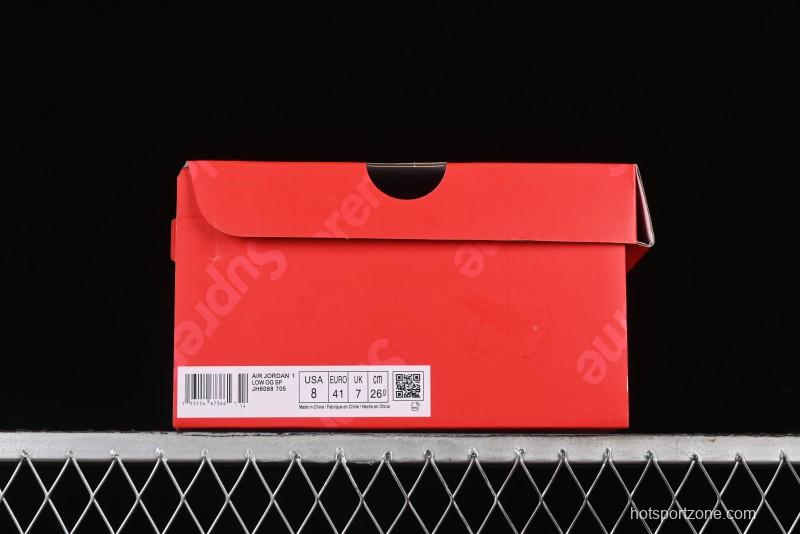 Nike Travis Scott x Fragment Design x Air Jordan 1 Low OG SP AJ1 Supreme Collaboration - Light Grey Denim Two-Tone Low-Top Casual Sneakers - JH6088-705