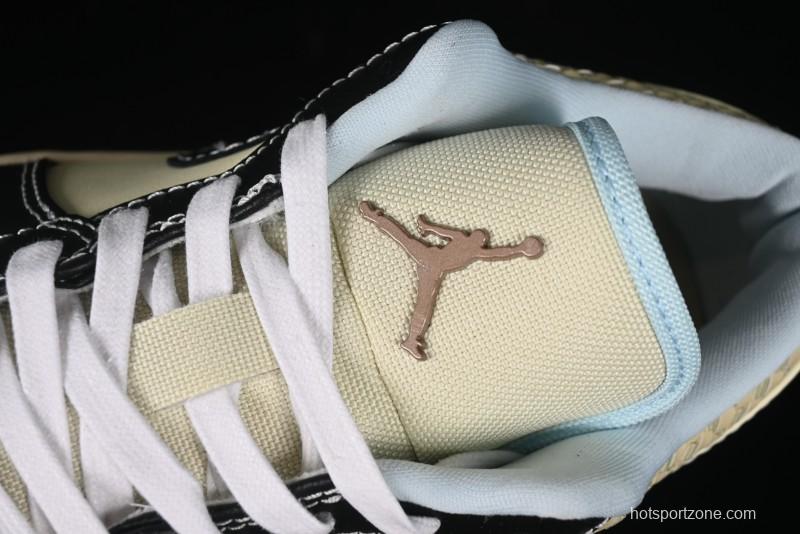 Nike Air Jordan 1 Low "Coconut Milk Black" Casual Basketball Shoes with Contrast Swoosh - HQ3437-101