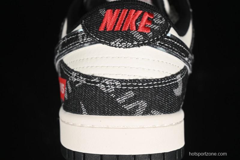 Nike SB Dunk Low Levi's Collaboration - Black Printed Denim Anniversary Customized Low-Top Casual Sneakers - XX2025-109