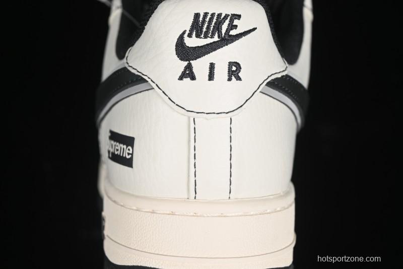 Nike Air Force 1 '07 Low Supreme Collaboration - Beige Grey Pigskin Low-Top Casual Sneakers - XZ6188-018