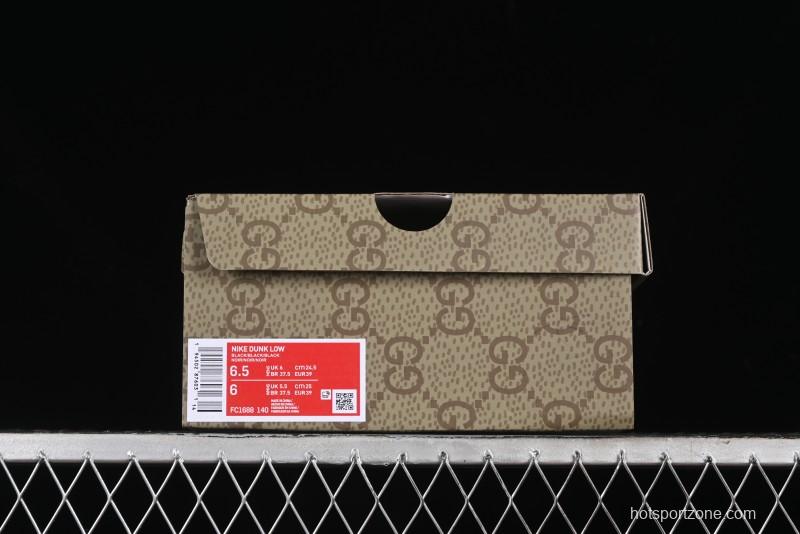 Nike SB Dunk Low Gucci Collaboration Dark Floral Pattern Anniversary Custom Low-Top Casual Sneakers - FC1688-140