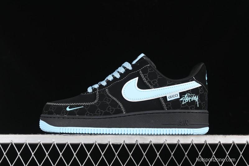 Nike Air Force 1 '07 Low Stussy Collaboration - Black Tiffany Low-Top Casual Sneakers - KK1988-008