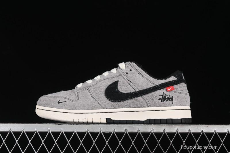 Nike SB Dunk Low Stussy Series - Battle Grey Black Hook Anniversary High-End Custom Low-Top Casual Skate Shoes - MM1089-027
