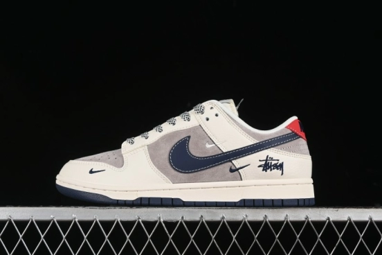 Nike SB Dunk Low Stussy Anniversary High-End Custom Sneakers with Blue Swoosh - SJ1089-003