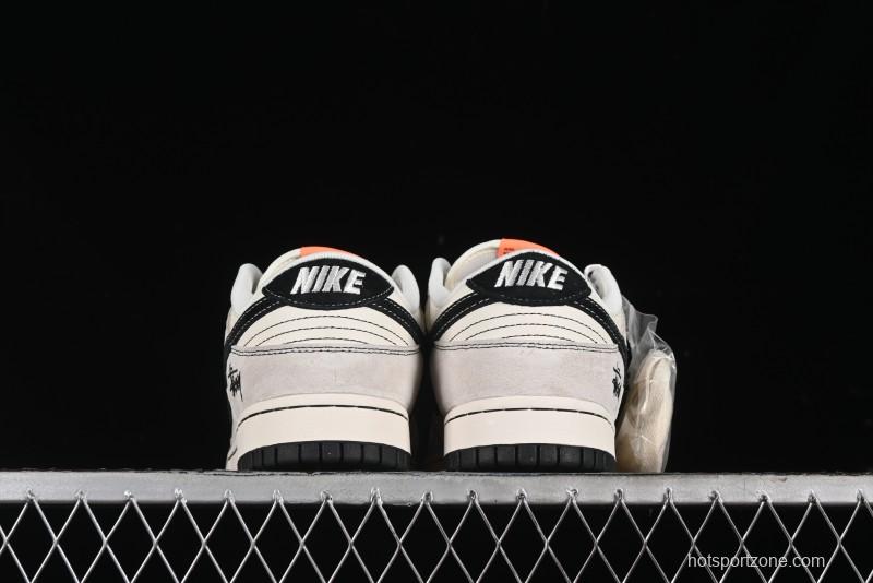 Nike SB Dunk Low Stussy Collaboration Patchwork Grey White Black Swoosh Anniversary Custom Low-Top Casual Skate Shoes - MM1089-022