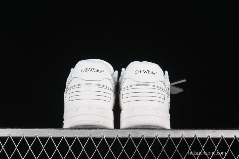 Off-White Out Of Office Low-Top Fashion Sneakers in White Black - AJD4