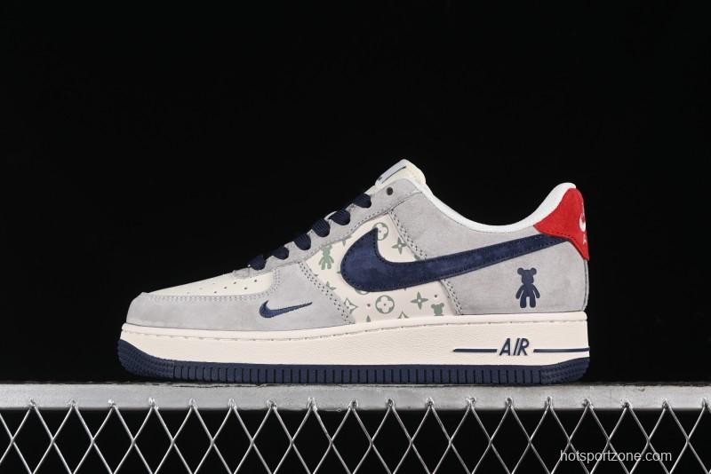 Nike Air Force 1 '07 Low Violent Bear Collaboration - Grey Blue Print Low-Top Casual Sneakers - SJ9188-001