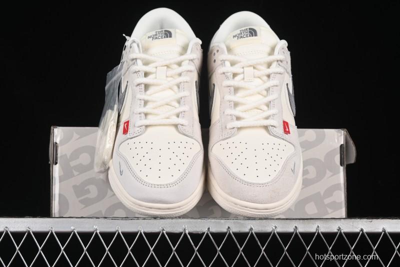 Nike SB Dunk Low The North Face Collaboration - Grey Pigskin Navy Swoosh Anniversary Custom Low-Top Casual Skate Shoes - SJ1089-009