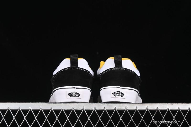 Vans Knu Skool Low-Top Retro Casual Vulcanized Slip-On Sneakers in Black White Yellow - VN000D6C6RJ