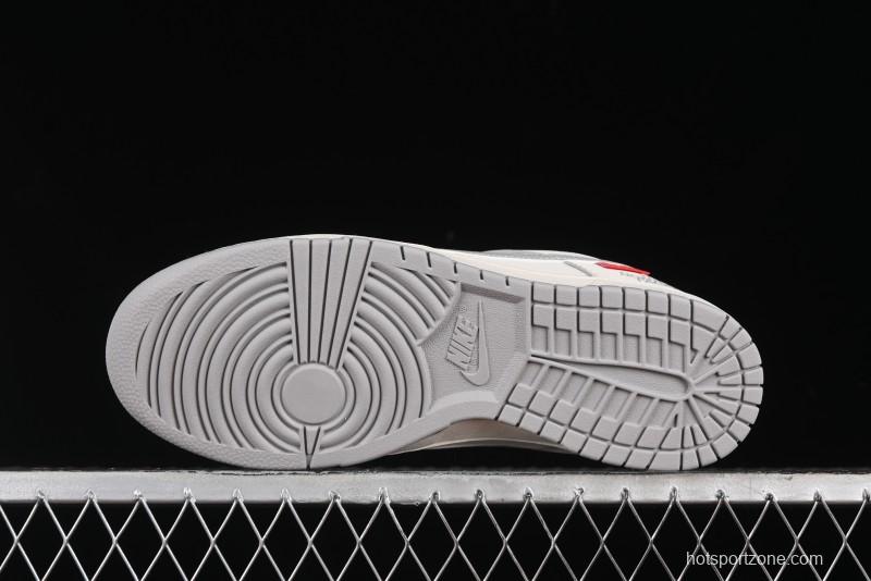 Nike SB Dunk Low Supreme The North Face Collaboration - Light Gray Reflective Swoosh Anniversary Custom Edition Low-Top Casual Skate Shoes - XX2025-628