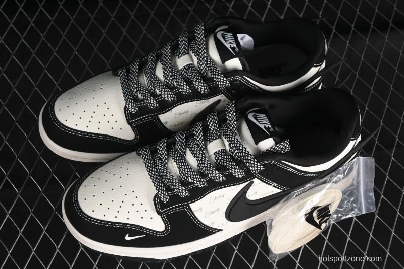 Nike SB Dunk Low x AMBUSH x Stussy Collaboration - Black Stitch Anniversary Custom Low-Top Casual Sneakers - XX2025-358