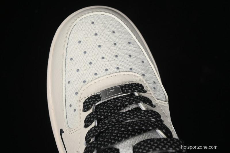 Nike Air Force 1 '07 Low Gucci Collaboration - Dark Blue Linen Casual Sneakers - XZ3398-888