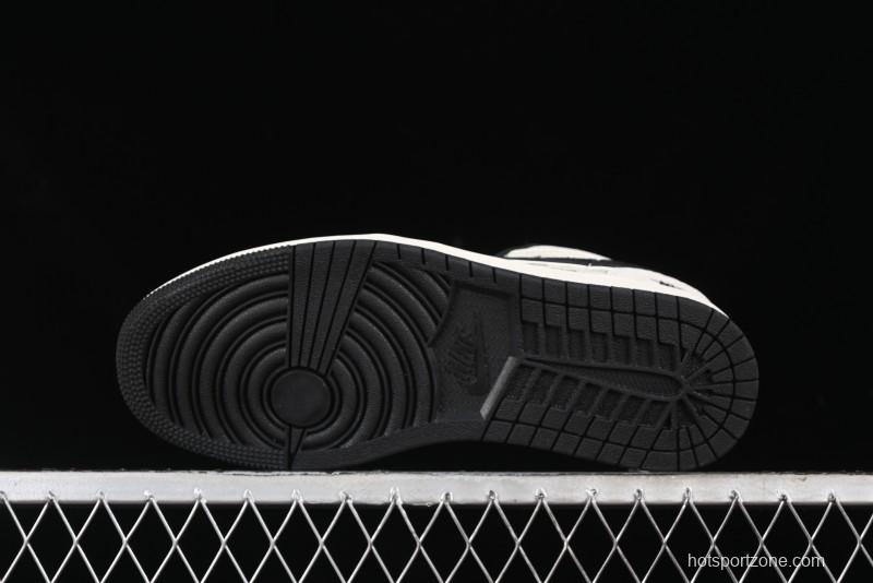 Nike Air Jordan 1 Low Stussy Collaboration - Silver Trim Black Swoosh Retro Basketball Shoes - SJ9950-026