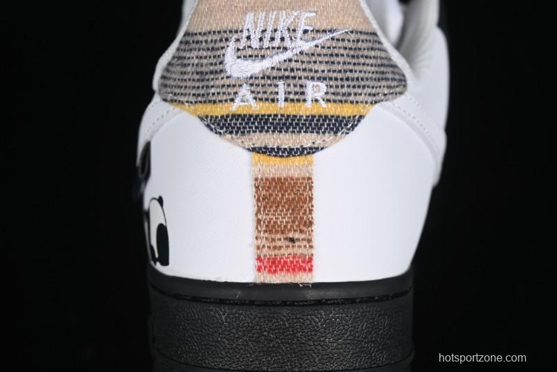 Nike Air Force 1 '07 Low Casual Sneakers with Lazy Panda Design - CW1188-768
