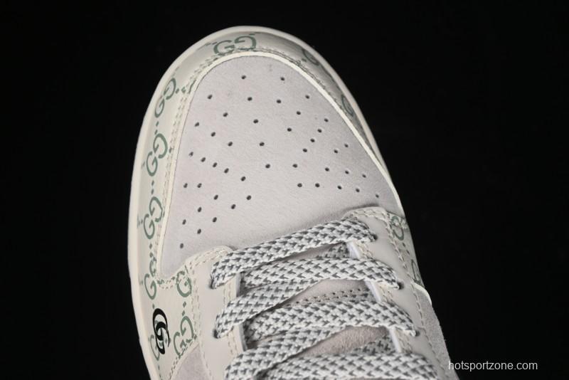 Nike SB Dunk Low Gucci Collaboration - Crystal Green Pattern Anniversary High-End Custom Low-Top Casual Sneakers - XY1688-104