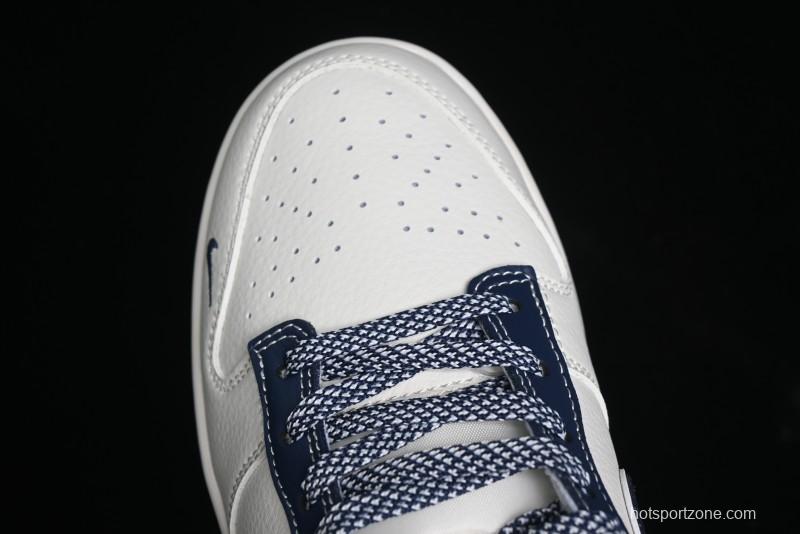 Nike SB Dunk Low Stone Island x Supreme Collaboration - Navy Blue & Off-White Anniversary High-End Custom Low-Top Casual Sneakers - BB9866-007