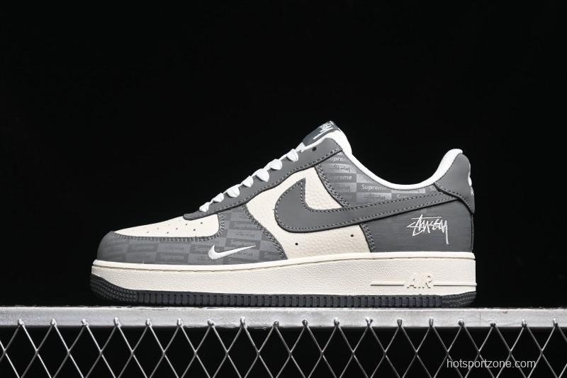 Nike Air Force 1 '07 Low Stussy Collaboration - Light Bone Shadow Low-Top Casual Sneakers - DF0180-008