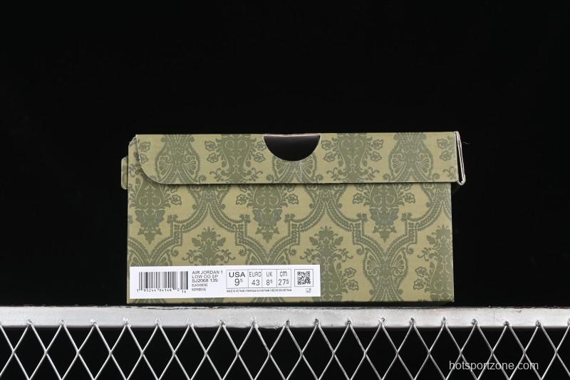 Nike Travis Scott x Fragment Design x Air Jordan 1 Low OG SP AJ1 Gucci Collaboration - Black Dragonfly Low-top Casual Sneakers - SJ2068-139