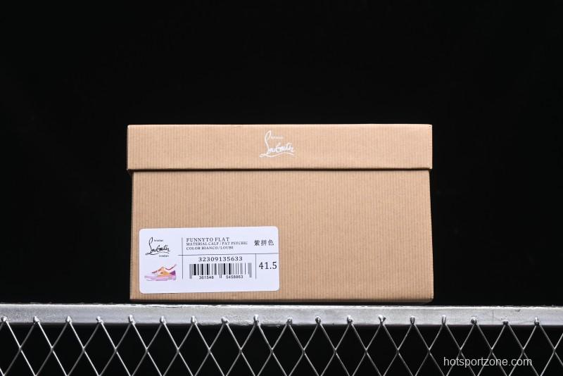 Christian Louboutin Funnyto Flat French Luxury Brand Low-Top Sneakers in Purple Color Block - X.D4