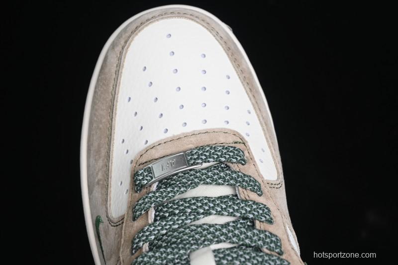 Nike Air Force 1 '07 Low Stussy Collaboration Light Brown Green Low-Top Casual Sneakers - XZ6188-666