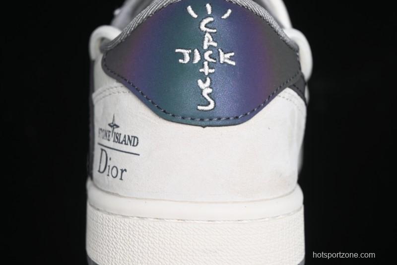 Nike Travis Scott x Fragment Design x Air Jordan 1 Low OG SP AJ1 Dior Collaboration - Splatter Lace-Up Low-Top Casual Sneakers DM9288-002