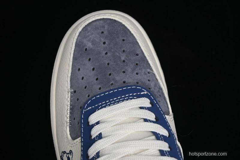 Nike Air Force 1 '07 Low Violent Bear Collaboration - Grey Beige Blue Low-Top Casual Sneakers - KK1988-017