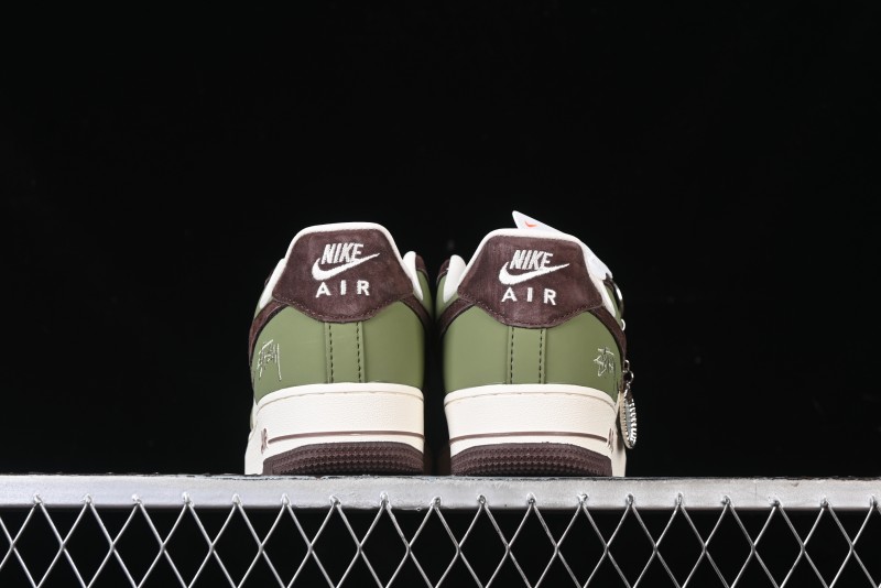Nike Air Force 1 '07 Low Stussy Collaboration - Green Brown Low-Top Casual Sneakers - KK1988-038