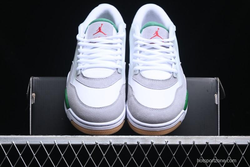 Nike Air Jordan 4 Remastered AJ4 Retro Sneakers in White Green with Gum Sole - FQ7939-103