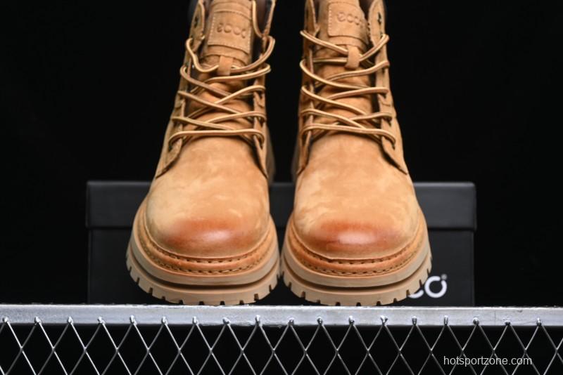 ECCO Exostrike Series Work Leather Anti-Slip Platform Boots - 63890801003