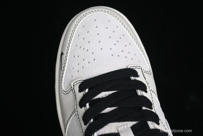 Nike SB Dunk Low Supreme Collaboration - Black Stitch Mini Swoosh Custom Low-Top Casual Skate Shoes - XX3186-302