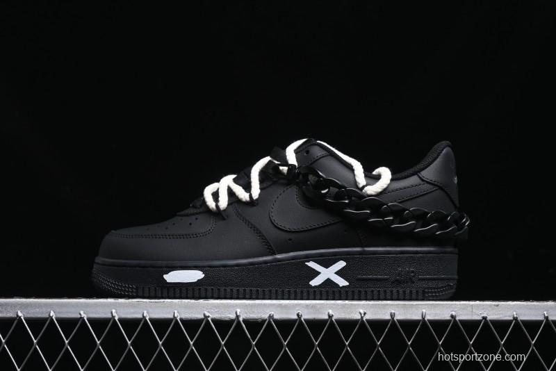 Nike Air Force 1 '07 Low Black Deconstructed Utility Casual Sneakers - CW2288-763