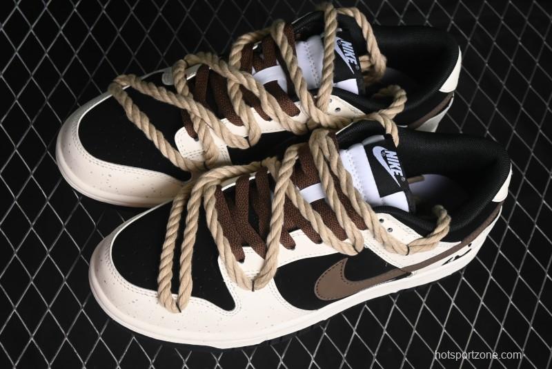 Nike Dunk Low Retro Casual Sneakers with Little Panda and Dopamine Mocha Design - DD1391-100