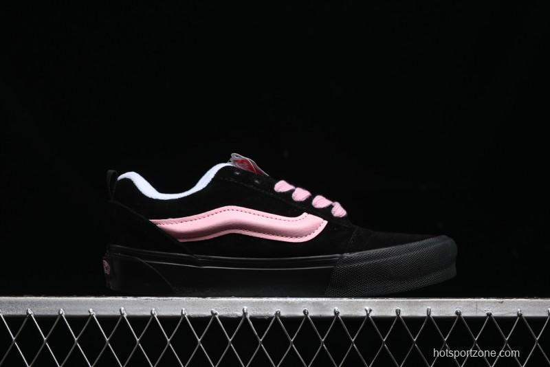 Vans Knu Skool Low Top Retro Sneakers in Black Pink with Big Logo - VN0009QC6BT1